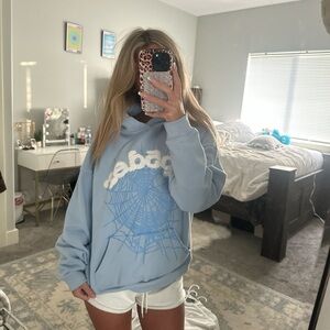 Blue rhinestone spyder hoodie